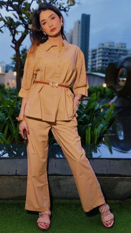 Beige Embroidered Co-ord Set